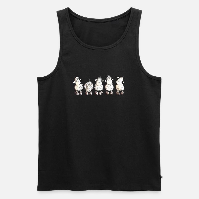 Funny White Sheep - Schaf - Männer Premium Bio Tank Top - Schwarz