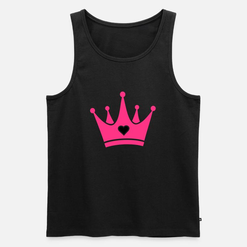Krone mit Herz-Diamant - Männer Premium Bio Tank Top - Schwarz