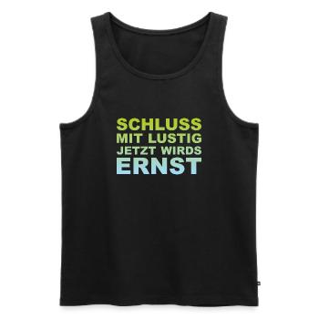 Schluss mit lustig - grün blau - Männer Premium Bio Tank Top - Schwarz - Vorne - AI Model Male 178 light (178cm)