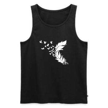 feather - Men's Premium Organic Tank Top - black - Front - AI Model Male 178 light (178cm)