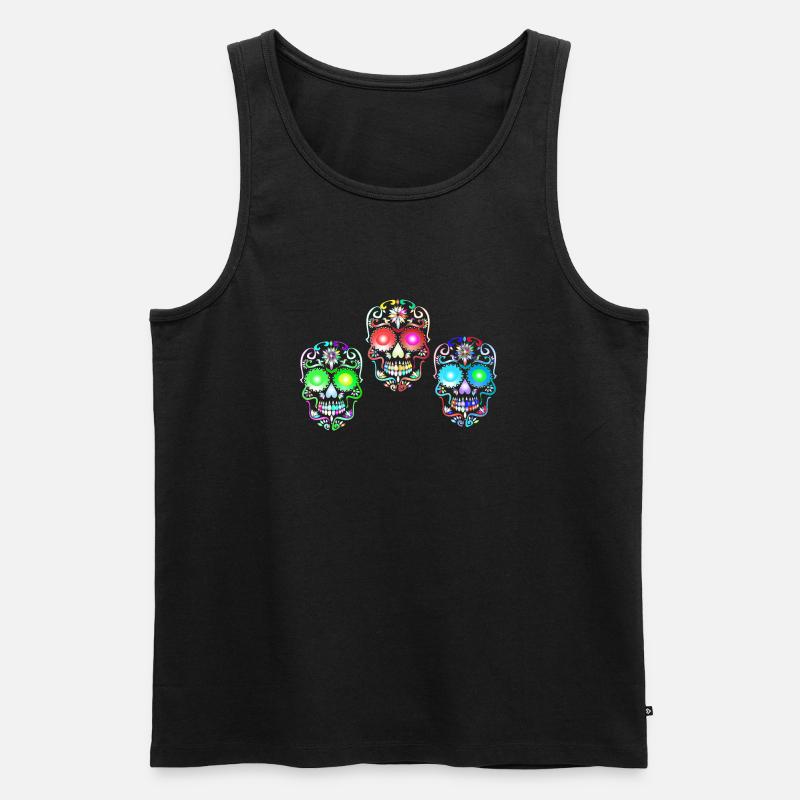Zucker Schädel Kunst - Männer Premium Bio Tank Top - Schwarz