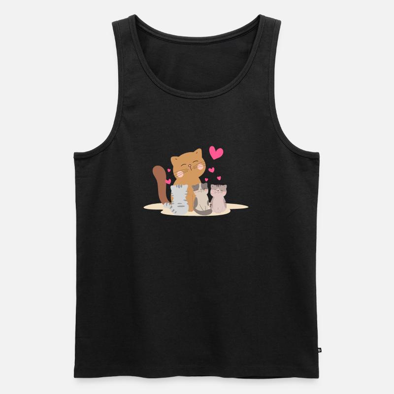 Mutter Katze mit ihren Kätzchen mit so viel Liebe! - Männer Premium Bio Tank Top - Schwarz