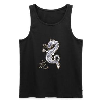 Dragon Dragon caractères chinois Kanji - Débardeur bio Premium Homme - noir - Devant - AI Model Male 178 light (178cm)