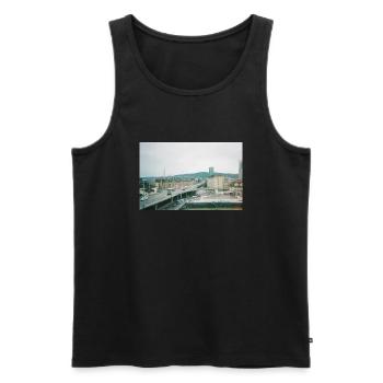 Prime Tower Zürich - Männer Premium Bio Tank Top - Schwarz - Vorne - AI Model Male 178 light (178cm)