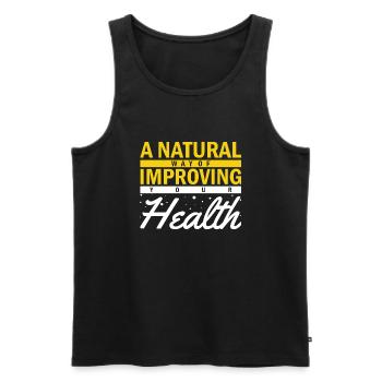 un moyen naturel d’améliorer votre santé - Débardeur bio Premium Homme - noir - Devant - AI Model Male 178 light (178cm)