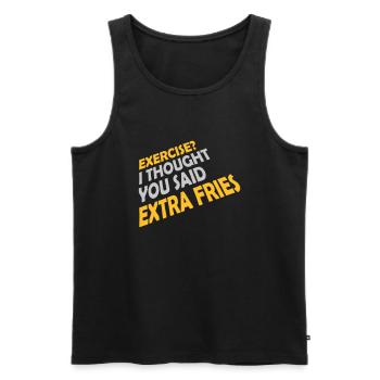 Exercise Extra Fries Zitat - Männer Premium Bio Tank Top - Schwarz - Vorne - AI Model Male 178 light (178cm)