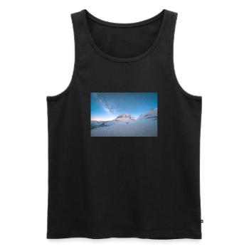 La galaxie de la Voie lactée au-dessus du mont Olympe en Grèce - Débardeur bio Premium Homme - noir - Devant - AI Model Male 178 light (178cm)