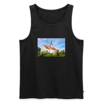 Eid kirke (Eid-Kirche) in Nordfjordeid Norwegen - Männer Premium Bio Tank Top - Schwarz - Vorne - AI Model Male 178 light (178cm)