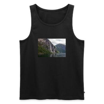 Seven Sisters Waterfall at the Geiranger fjords - Männer Premium Bio Tank Top - Schwarz - Vorne - AI Model Male 178 light (178cm)
