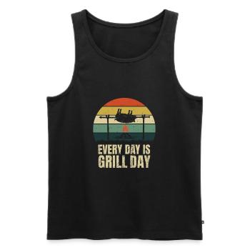Grill Saying Every Day is Grill Day Grilling Pig - Men's Premium Organic Tank Top - black - Front - Michal (187cm)