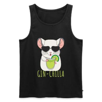 Gin- Chinchilla Gin - Männer Premium Bio Tank Top - Schwarz - Vorne - AI Model Male 178 light (178cm)