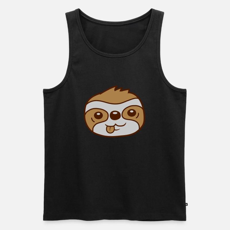 Gesicht Faultier Comic Kopf - Männer Premium Bio Tank Top - Schwarz