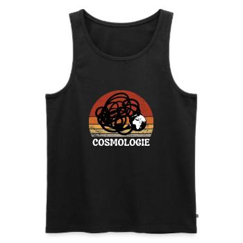 COSMOLOGIE PLANETE TERRE VINTAGE RÉTRO SUNSET - Débardeur bio Premium Homme - noir - Devant - AI Model Male 178 light (178cm)