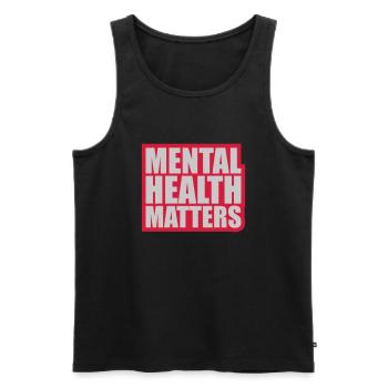 la santé mentale compte citation - Débardeur bio Premium Homme - noir - Devant - Michal (187cm)
