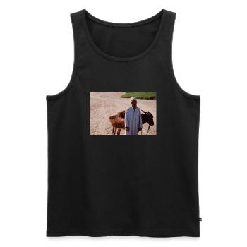 A man - Männer Premium Bio Tank Top - Schwarz - Vorne - AI Model Male 178 light (178cm)