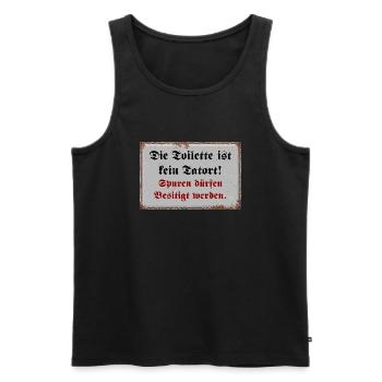 Die Toilette ist kein Tatort - Männer Premium Bio Tank Top - Schwarz - Vorne - Michal (187cm)