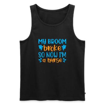 My broom broke so now i m a nurse - Débardeur bio Premium Homme - noir - Devant - Michal (187cm)