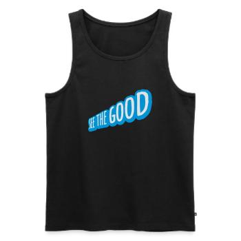 see the good Zitat - Männer Premium Bio Tank Top - Schwarz - Vorne - Michal (187cm)
