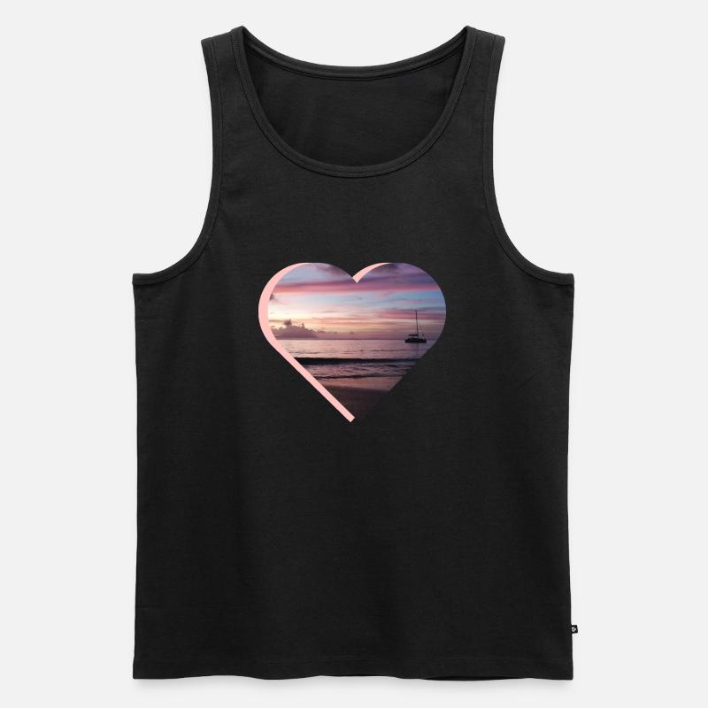 Beach Beau Vallon - Männer Premium Bio Tank Top - Schwarz