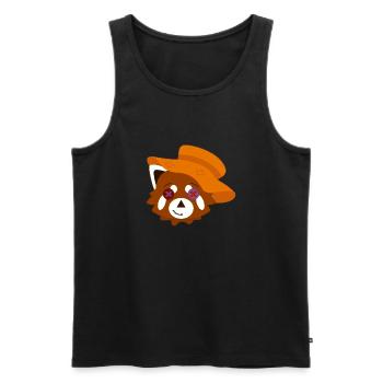 Panda roux déguisé en épouvantail pour Halloween - Débardeur bio Premium Homme - noir - Devant - Michal (187cm)