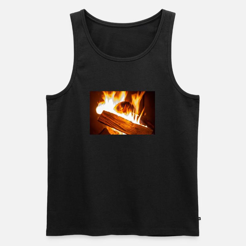 Kaminfeuer - Männer Premium Bio Tank Top - Schwarz