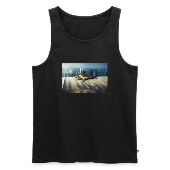 Schildkröte mit Größenwahn - Männer Premium Bio Tank Top - Schwarz - Vorne - Michal (187cm)