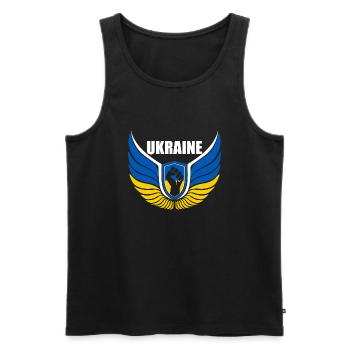 Ukraine Logo - Männer Premium Bio Tank Top - Schwarz - Vorne - AI Model Male 178 light (178cm)