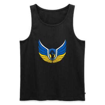 Ukraine Logo - Männer Premium Bio Tank Top - Schwarz - Vorne - AI Model Male 178 light (178cm)