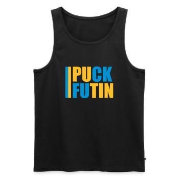 Conception du logo Puck Futin - Débardeur bio Premium Homme - noir - Devant - AI Model Male 178 light (178cm)