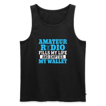 Amateur radio fills my life and empties my wallet - Männer Premium Bio Tank Top - Schwarz - Vorne - AI Model Male 178 light (178cm)