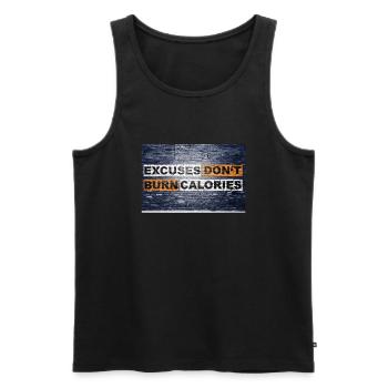 Les excuses ne brûlent pas de calories en disant lettrage - Débardeur bio Premium Homme - noir - Devant - AI Model Male 178 light (178cm)