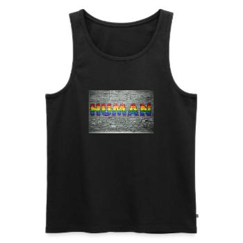 Egalité humaine Vous Gay Pride Graffiti - Débardeur bio Premium Homme - noir - Devant - AI Model Male 178 light (178cm)