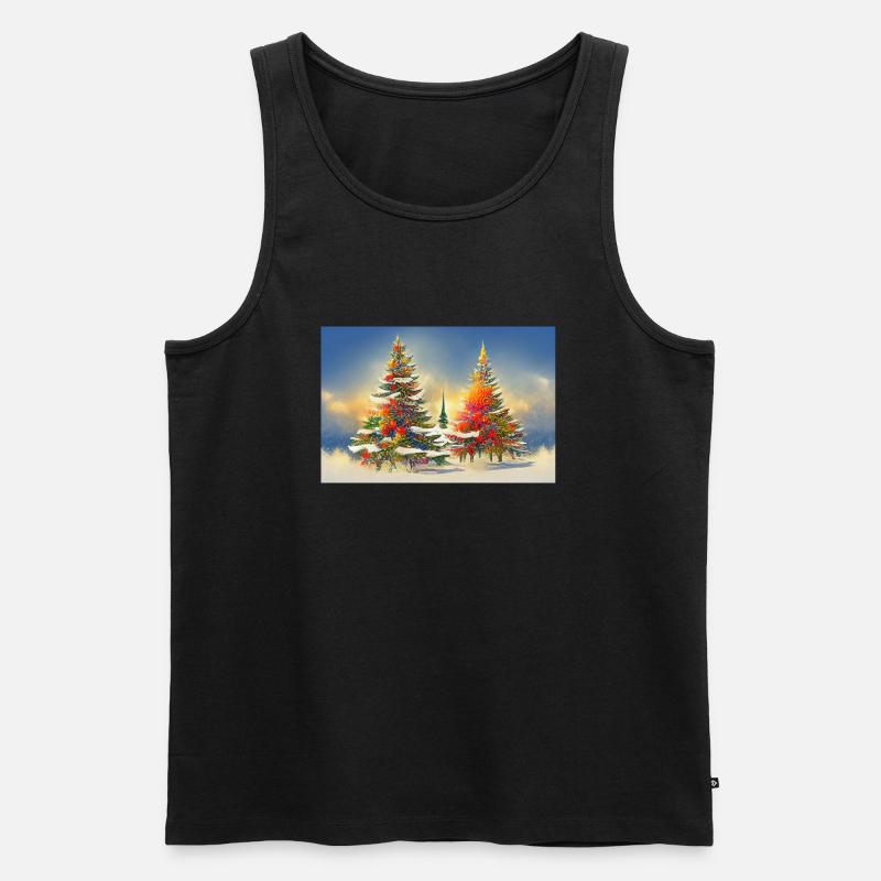Künstlerische Weihnachtsbäume - Männer Premium Bio Tank Top - Schwarz