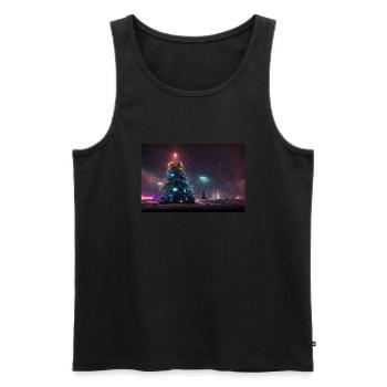 Sapin de Noël futuriste - Débardeur bio Premium Homme - noir - Devant - AI Model Male 178 light (178cm)