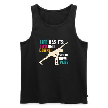 Life Has Its Ups And Downs... We Call Them Plies P - Men's Premium Organic Tank Top - black - Front - Michal (187cm)