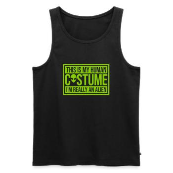 Citation extraterrestre de costume humain - Débardeur bio Premium Homme - noir - Devant - Michal (187cm)