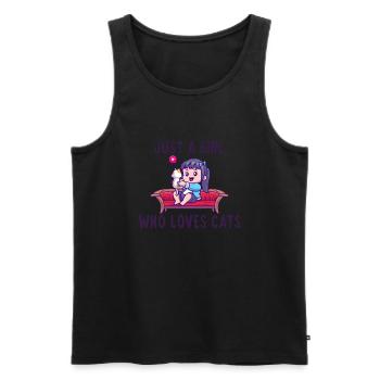 Just a girl who loves mon amour de chat - Débardeur bio Premium Homme - noir - Devant - AI Model Male 178 light (178cm)