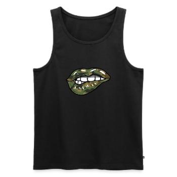 Military lips - Men's Premium Organic Tank Top - black - Front - AI Model Male 178 light (178cm)