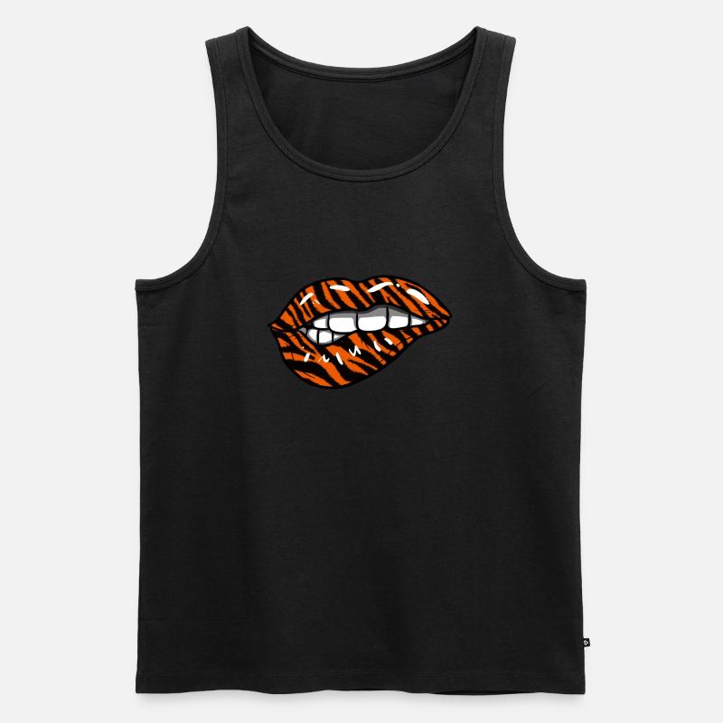 Tiger Lippen - Männer Premium Bio Tank Top - Schwarz