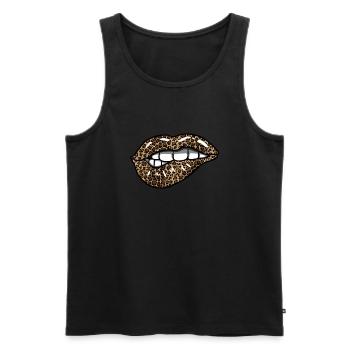 Lèvres de léopard - Débardeur bio Premium Homme - noir - Devant - AI Model Male 178 light (178cm)