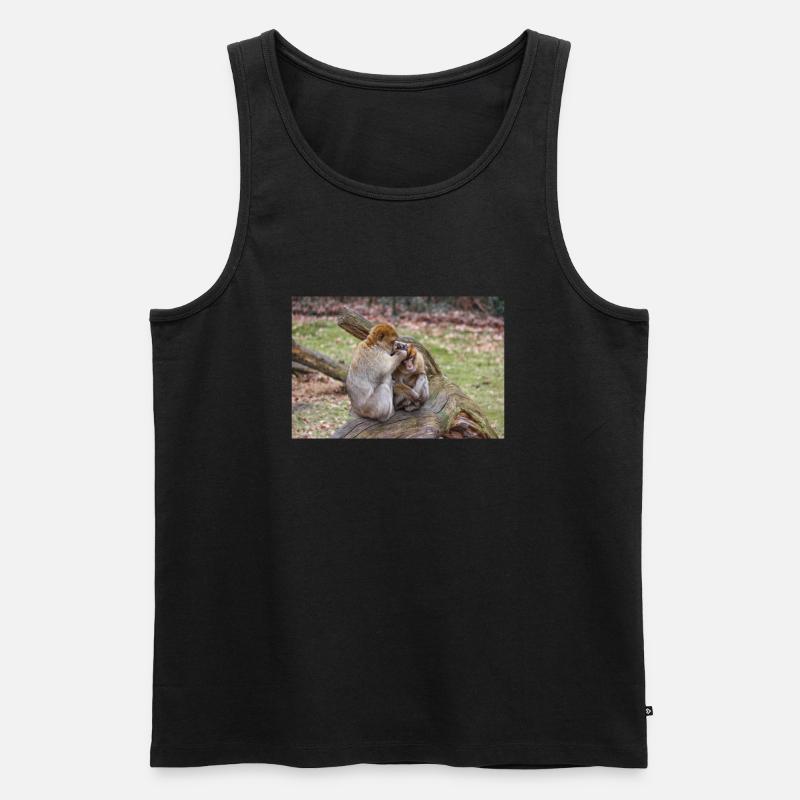 Berberaffen (Macaca sylvanus) - Männer Premium Bio Tank Top - Schwarz