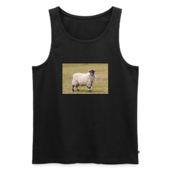 Mouton (en allemand Schaf) Ovis en Irlande - Débardeur bio Premium Homme - noir - Devant - AI Model Male 178 light (178cm)