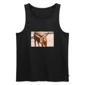 Ankole-Watusi or Ankole Longhorn Watussirind - Men's Premium Organic Tank Top - black - Front - AI Model Male 178 light (178cm)