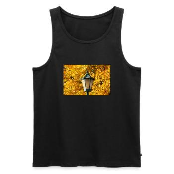 Straßenlaterne im Herbst - Männer Premium Bio Tank Top - Schwarz - Vorne - Michal (187cm)