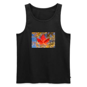 Rotes Ahornblatt - Männer Premium Bio Tank Top - Schwarz - Vorne - Michal (187cm)