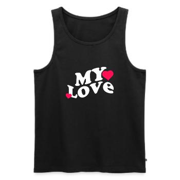 My love, Saint Valentin, amour - Débardeur bio Premium Homme - noir - Devant - AI Model Male 178 light (178cm)