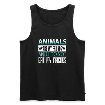 vegan t-shirt - Men's Premium Organic Tank Top - black - Front - Michal (187cm)