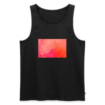Le mot LOVE dans de nombreuses langues - Débardeur bio Premium Homme - noir - Devant - AI Model Male 178 light (178cm)