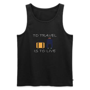 Adventure Travel Hiking Mountain - Men's Premium Organic Tank Top - black - Front - AI Model Male 178 light (178cm)