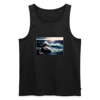 lever de soleil sur la mer - Débardeur bio Premium Homme - noir - Devant - Michal (187cm)